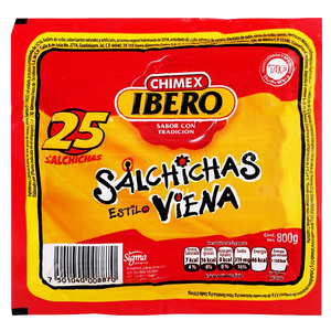 SALCHICHA ESTILO VIENA CON PAVO CHIMEX IBERO 800  GR.