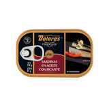 SARDINAS EN ACEITE CON PICANTE DOLORES PREMIUM LATA 120  GR.
