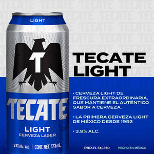 CERVEZA TECATE LIGHT LATON 473  ML.