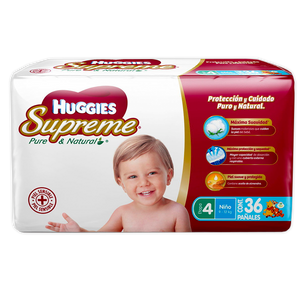 PAÑAL INFANTIL HUGGIES SUPREME ETAPA 4 UNISEX 36  PZA.