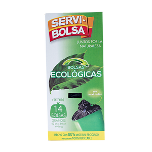 BOLSA PARA BASURA  SERVI-BOLSA ECOLOGICA GRANDE 62X80 14  PZA.
