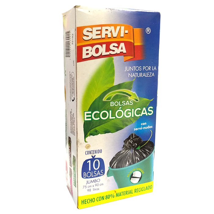 BOLSA PARA BASURA  SERVI-BOLSA ECOLOGICA JUMBO 75X90 10  PZA.