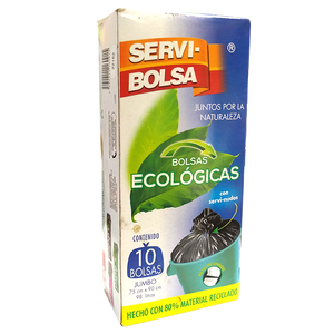 BOLSA PARA BASURA  SERVI-BOLSA ECOLOGICA JUMBO 75X90 10  PZA.