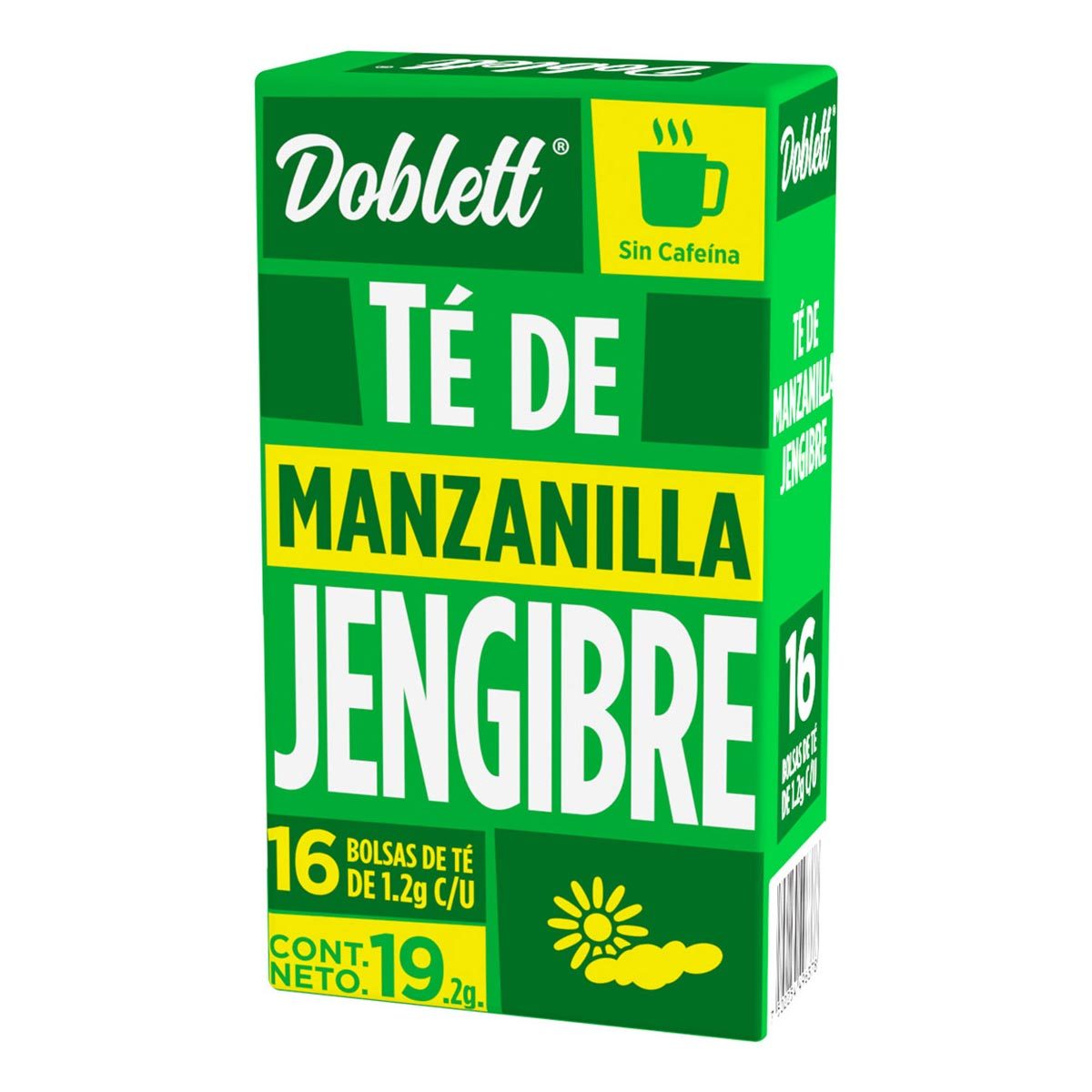 DOBLETT TÉ DE MANZANILLA JENGIBRE SIN CAFEÍNA 19.2 g 16  SOB.