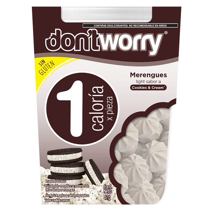 MERENGUES  SABOR COOKIES & CREAM 1 CAL DONT WORRY 47  GR.