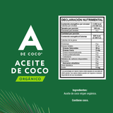 ACEITE DE COCO ORGANICO A DE COCO FRASCO 420  ML.