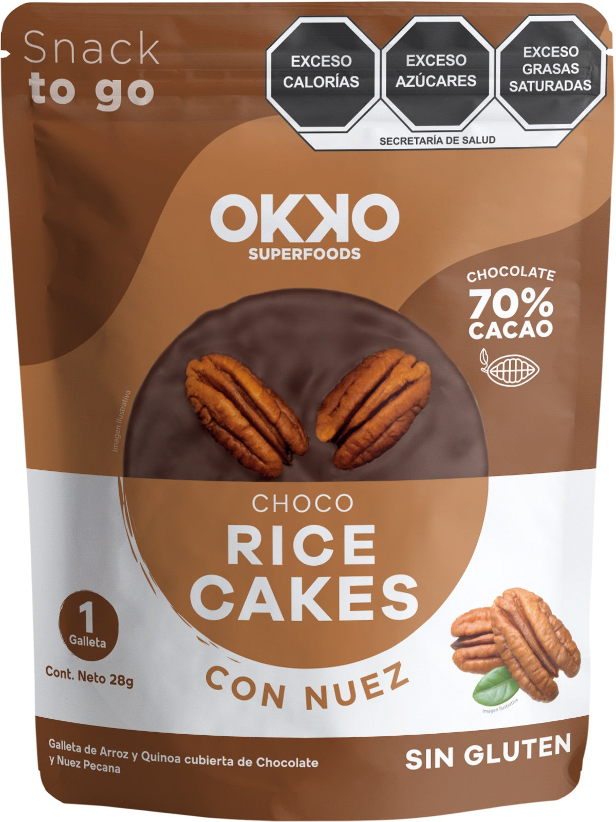 CHOCO RICE CAKES CON NUEZ OKKO 28  GR.