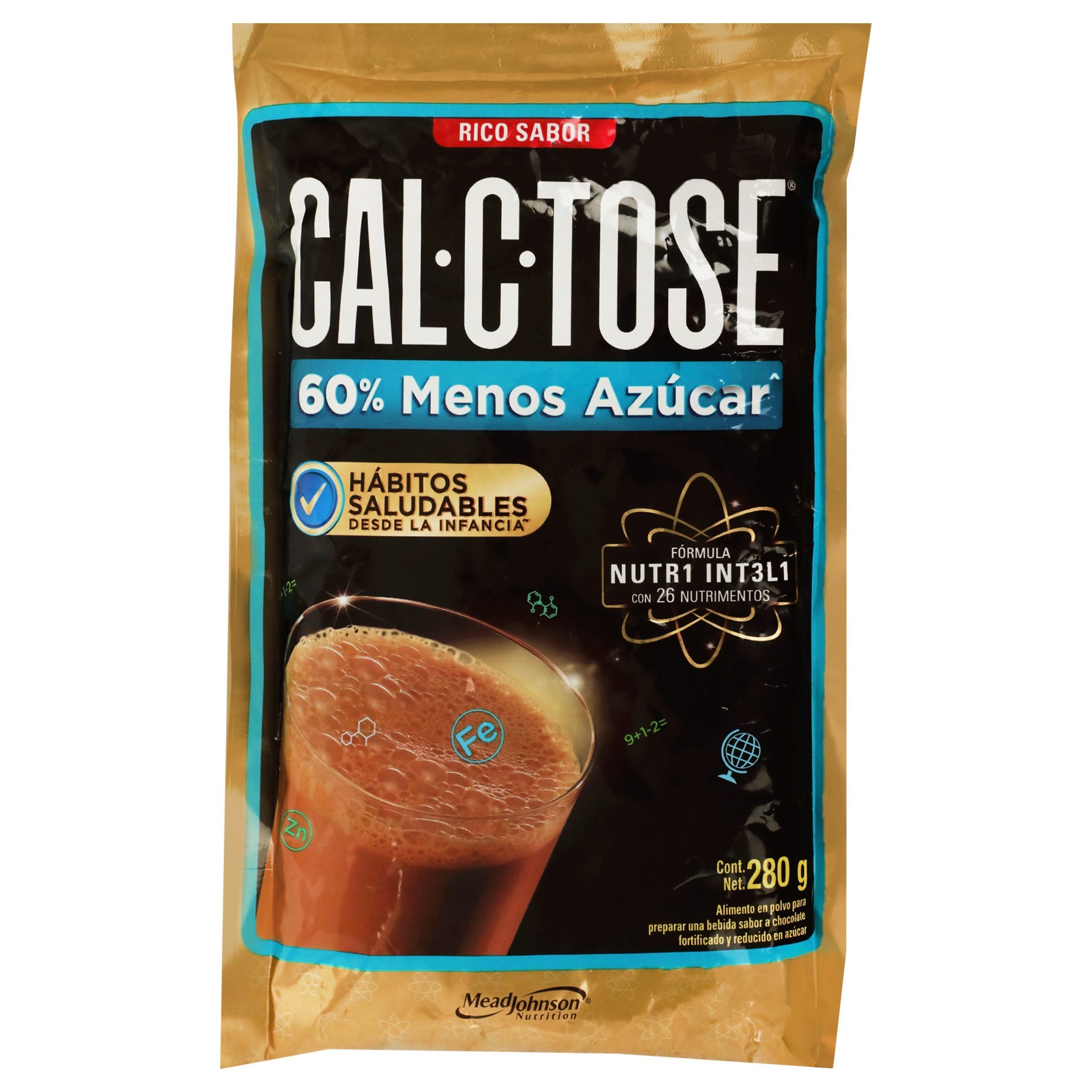 CHOCOLATE EN POLVO CAL-C-TOSE 50% MENOS AZÚCAR 280  GR.