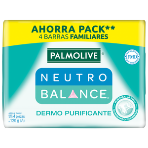 PACK JABON DE TOCADOR PALMOLIVE NEUTRO BALANCE DERMO PURIFICANTE 120 GR C/U 4  PZA.