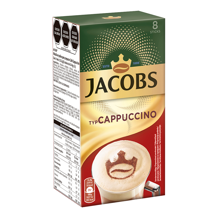 JACOBS MEZCLA PARA PREPARAR CAFÉ CAPPUCCINO EN POLVO 8 Pieza(s) 8  PZA.